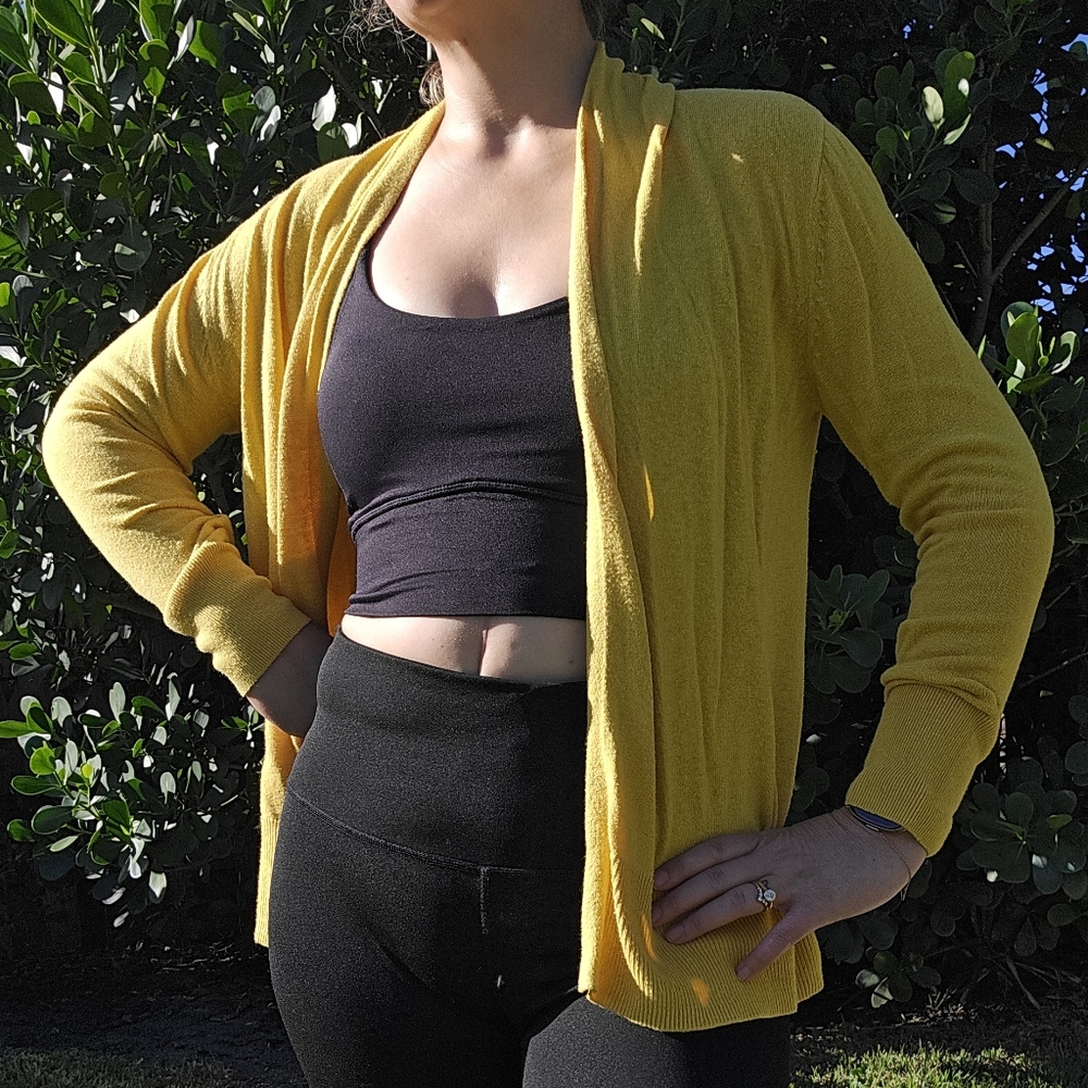 Old Navy Yellow Open Front Lightweight Cardigan Sweater Size M